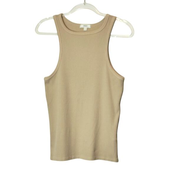 AGOLDE Ribbed Tank Top in Latte Racerback Organic Cotton Casual Summer Beige L - Picture 9 of 9